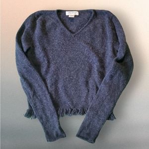 Eddie Bauer Wool Sweater, Long Sleeves, Fringe Hem, Size XS